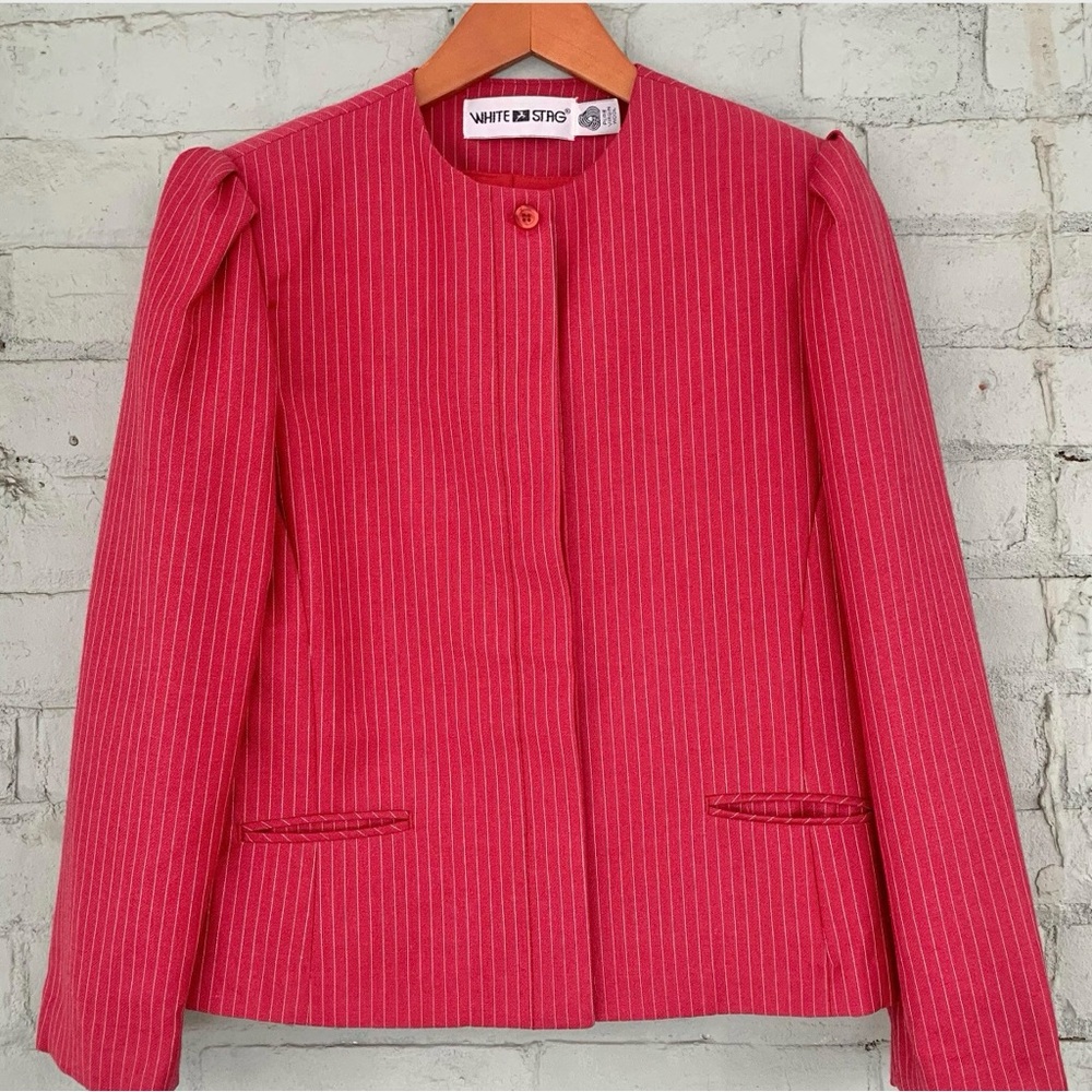 Vintage Red Pinstripe Wool Blazer